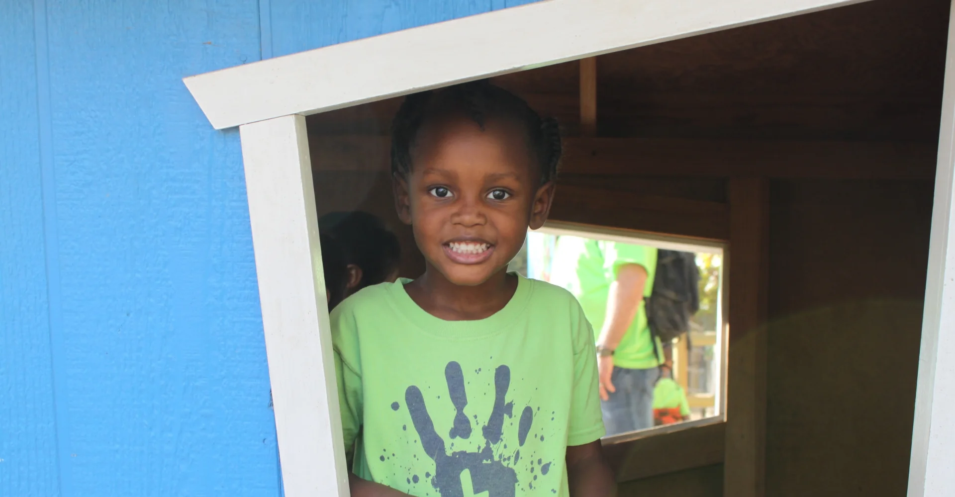 student in a play house